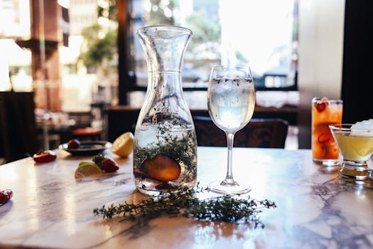 refreshing water with lemon