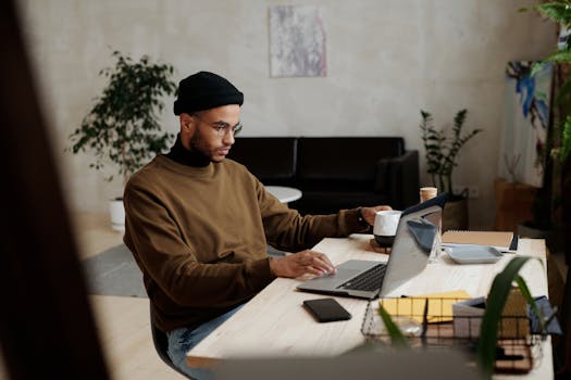 freelancer working at a cozy desk