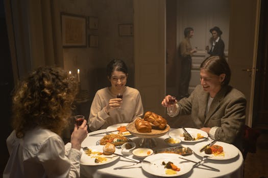 happy family enjoying dinner together