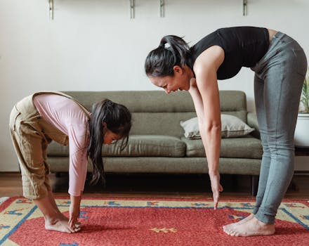 family exercising together