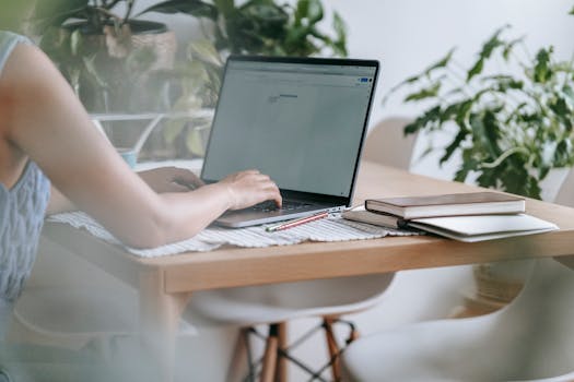 focused workspace with plants