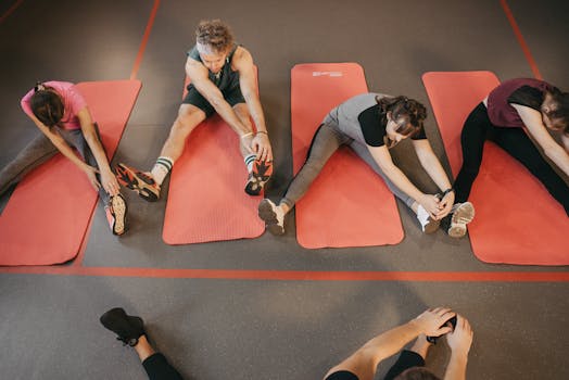 team participating in a virtual fitness class