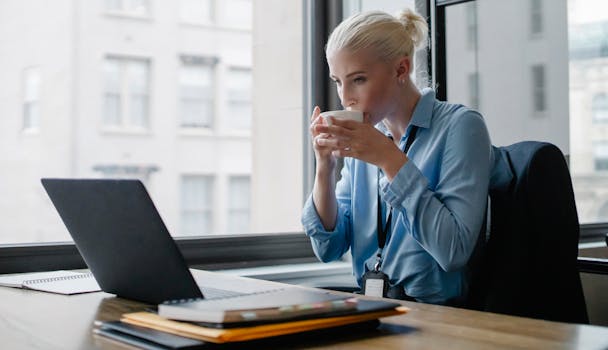 Remote worker taking a break and stretching