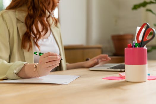 workspace with planner and tech gadgets