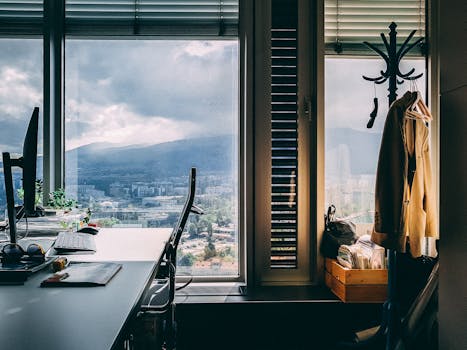 A relaxed workspace with a view