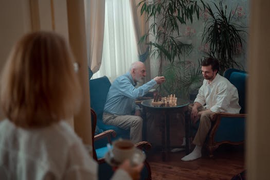 family playing a board game together