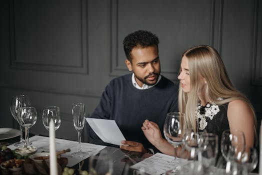 couple discussing over dinner