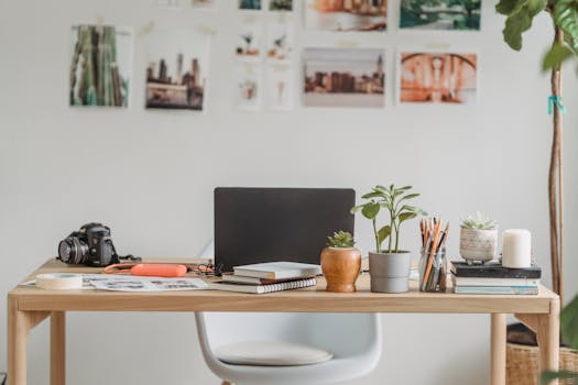 Calm workspace with plants