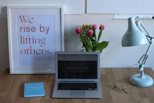 Image of a cozy home workspace