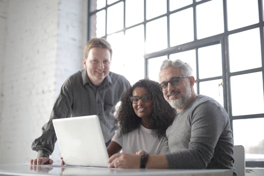 Diverse team collaborating on a project