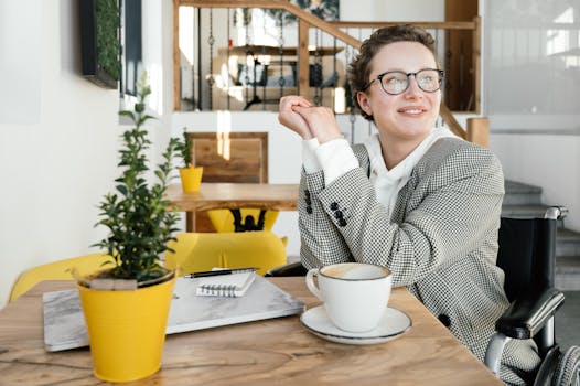 happy remote worker enjoying coffee